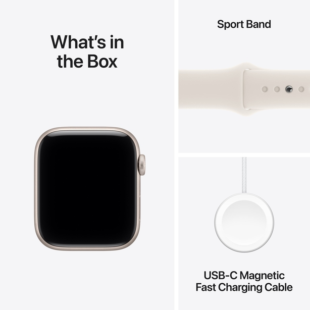 Apple Watch SE 3 GPS 44mm Starlight Aluminium Case with Starlight Sport Band - M/L image 8