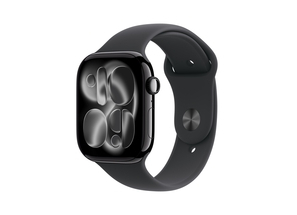 Apple Watch Series 11 GPS + Cellular 42mm Jet Black Aluminium Case with Black Sport Band - S/M