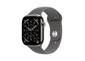 Apple Watch Series 11 GPS + Cellular 42mm Natural Titanium Case with Stone Grey Sport Band - S/M