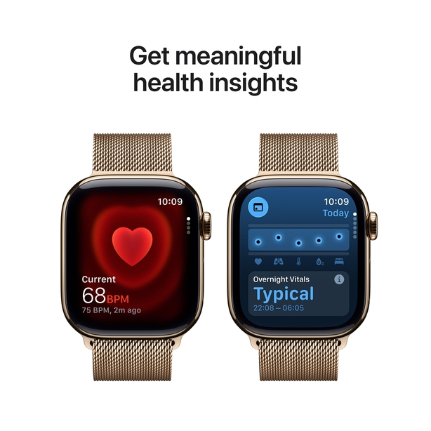 Apple Watch Series 11 GPS + Cellular 42mm Gold Titanium Case with Gold Milanese Loop image 5