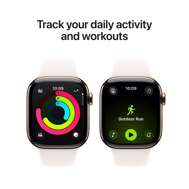 Apple Watch Series 11 GPS + Cellular 42mm Gold Titanium Case with Light Blush Sport Band - S/M image 4