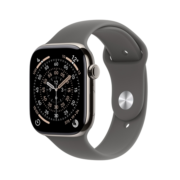 Apple Watch Series 11 GPS + Cellular 42mm Natural Titanium Case with Stone Grey Sport Band - S/M image 1
