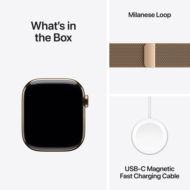 Apple Watch Series 11 GPS + Cellular 46mm Gold Titanium Case with Gold Milanese Loop - M/L image 9