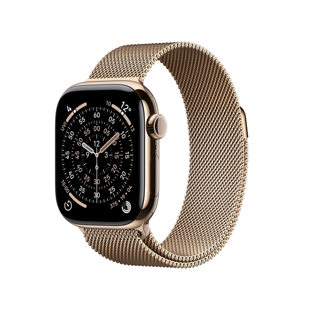 Apple Watch Series 11 GPS + Cellular 46mm Gold Titanium Case with Gold Milanese Loop - S/M image 1