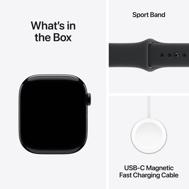 Apple Watch Series 11 GPS + Cellular 46mm Jet Black Aluminium Case with Black Sport Band - M/L image 7