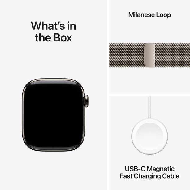 Apple Watch Series 11 GPS + Cellular 46mm Natural Titanium Case with Natural Milanese Loop - M/L image 9