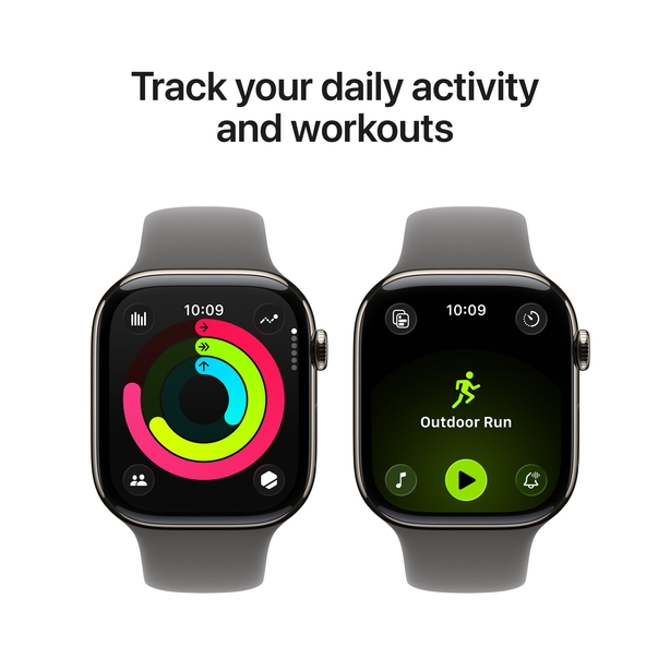 Apple Watch Series 11 GPS + Cellular 46mm Natural Titanium Case with Stone Grey Sport Band - S/M image 4