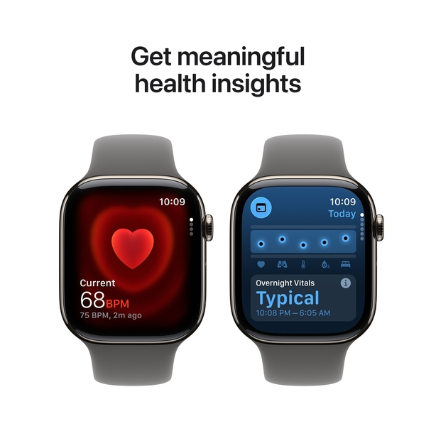 Apple Watch Series 11 GPS + Cellular 46mm Natural Titanium Case with Stone Grey Sport Band - S/M image 5