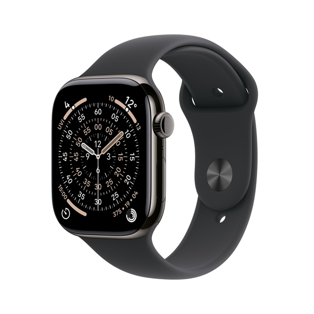 Apple Watch Series 11 GPS + Cellular 46mm Slate Titanium Case with Black Sport Band - S/M image 1