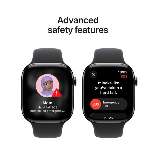 Apple Watch Series 11 GPS + Cellular 46mm Slate Titanium Case with Black Sport Band - S/M image 6