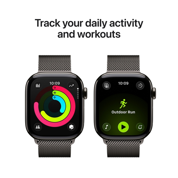 Apple Watch Series 11 GPS + Cellular 46mm Slate Titanium Case with Slate Milanese Loop - S/M image 4