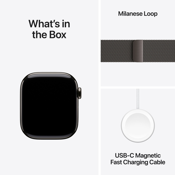 Apple Watch Series 11 GPS + Cellular 46mm Slate Titanium Case with Slate Milanese Loop - S/M image 9