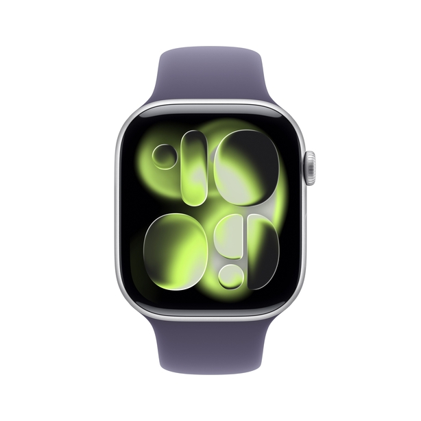 Apple Watch Series 11 GPS 46mm Silver Aluminium Case with Purple Fog Sport Band - S/M image 2