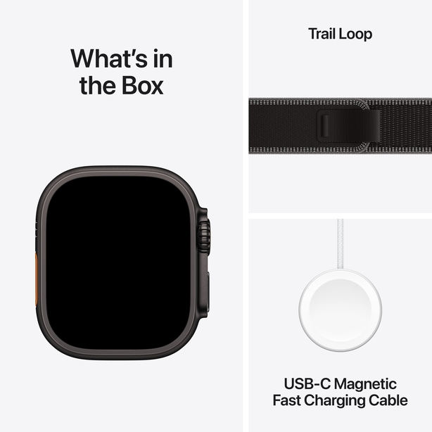 Apple Watch Ultra 3 GPS + Cellular 49mm Black Titanium Case with Black/Charcoal Trail Loop - M/L image 7