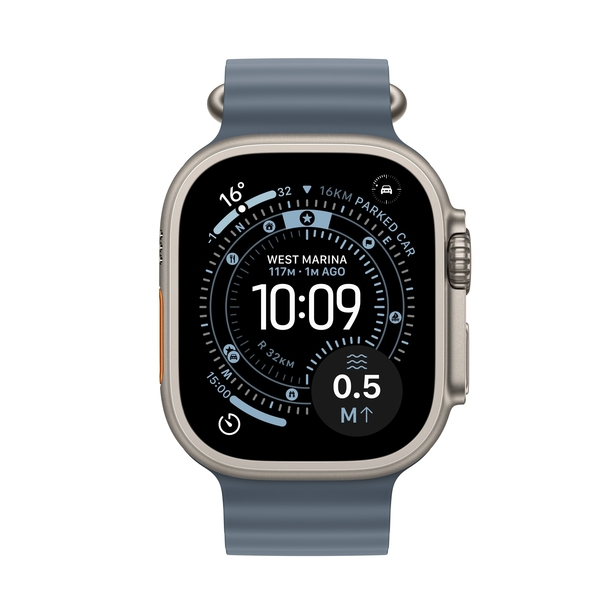 Apple Watch Ultra 3 GPS + Cellular 49mm Natural Titanium Case with Anchor Blue Ocean Band image 1