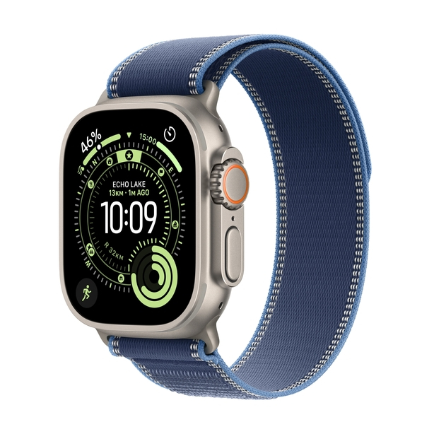 Apple Watch Ultra 3 GPS + Cellular 49mm Natural Titanium Case with Blue/Bright Blue Trail Loop - S/M image 1