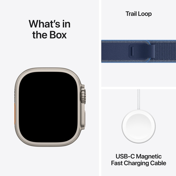 Apple Watch Ultra 3 GPS + Cellular 49mm Natural Titanium Case with Blue/Bright Blue Trail Loop - S/M image 7