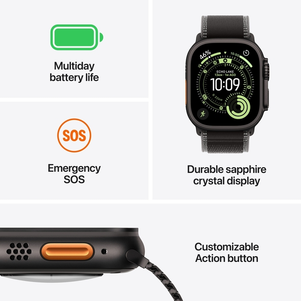Apple Watch Ultra 3 GPS + Cellular 49mm Natural Titanium Case with Light Blue Alpine Loop - Large image 2