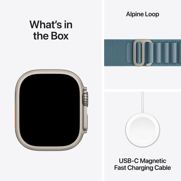 Apple Watch Ultra 3 GPS + Cellular 49mm Natural Titanium Case with Light Blue Alpine Loop - Medium image 6