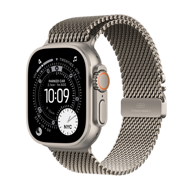 Apple Watch Ultra 3 GPS + Cellular 49mm Natural Titanium Case with Natural Titanium Milanese Loop - Medium image 1
